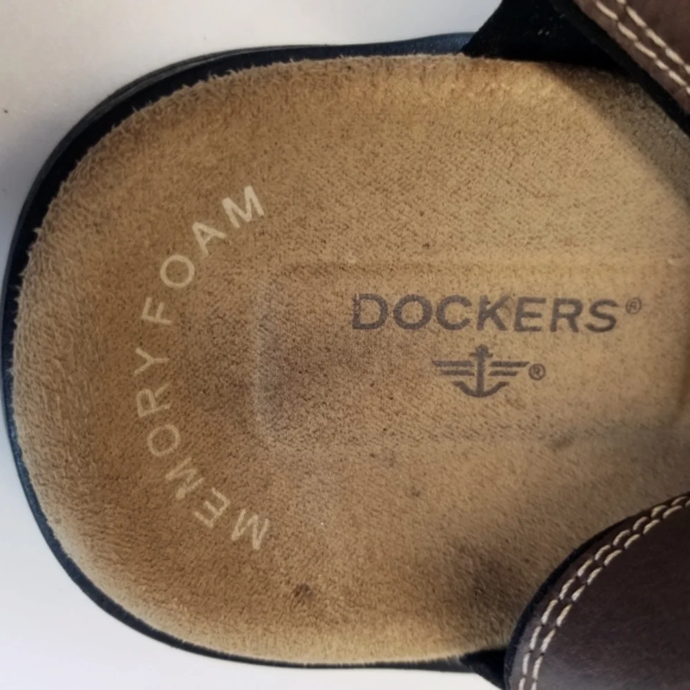 Dockers Searose Mens Size 13M Brown Faux Leather Fisherman Sandal Memory Foam